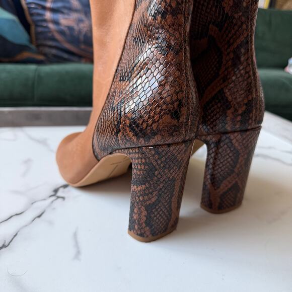 Dolce Vita Chase Cognac Multi Leather Snake Mid Calf Boots Size 9 - Picture 7 of 10